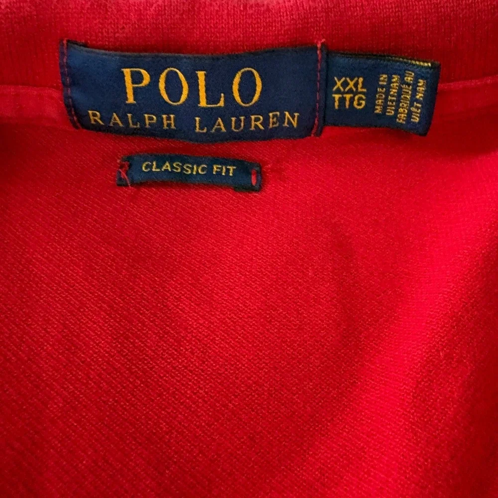 Polo by Ralph Lauren Red Short Sleeve Polo with White & Navy Trim